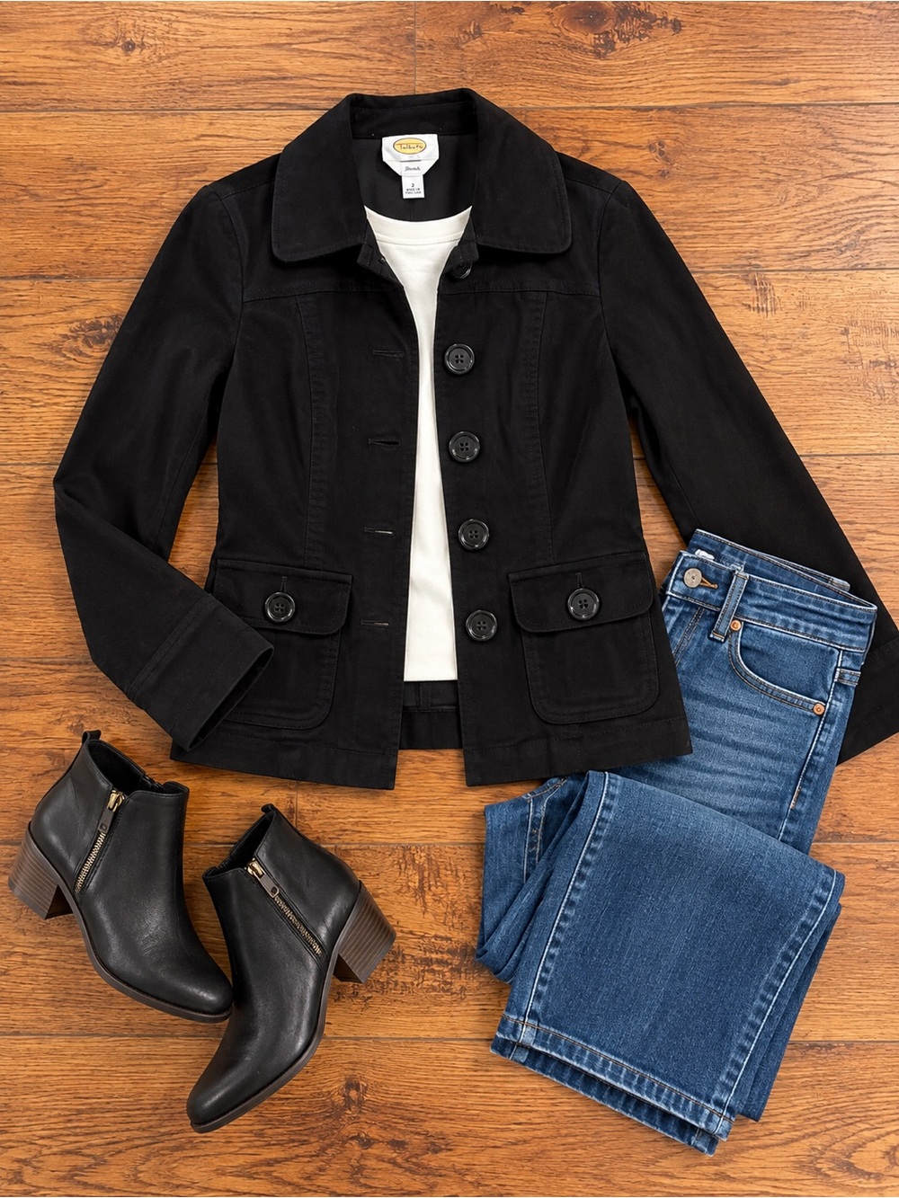 Talbots Stretch Women’s Size 2 Black Utility Blazer Velvety Cotton